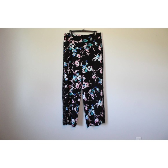Lane Bryant Floral Dot Wide Leg Crepe Pants Black Mixed Print Size 14/16 H14843 - Picture 7 of 13